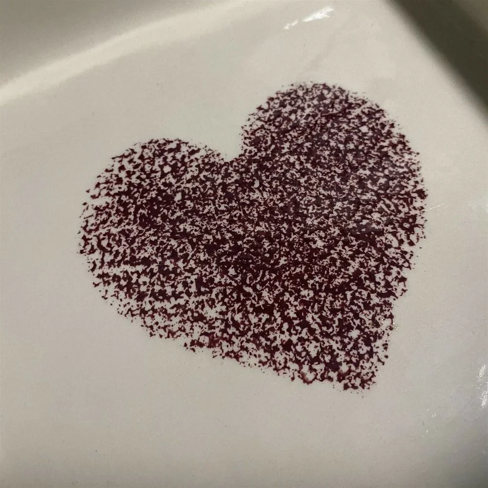 Vintage Flat Earth Pottery Heart Sponge Cake Baking Pan 1991 Square Love